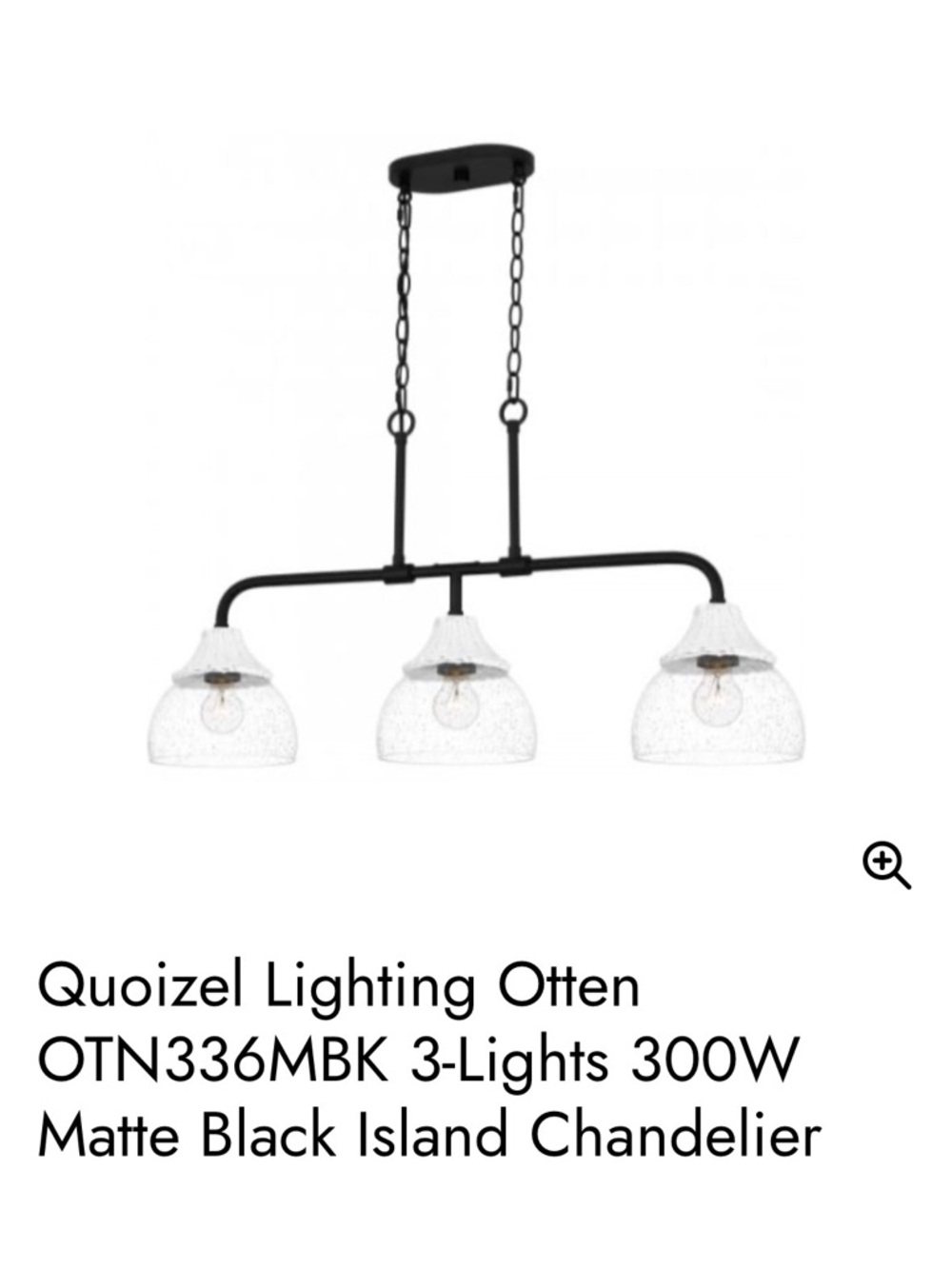 Otten Matte Black 3-Light Island Chandelier
